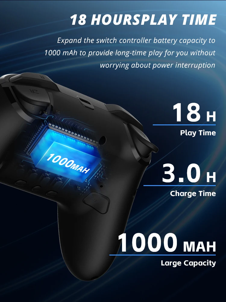 Controlador inalámbrico DATA FROG para consola Switch OLED/Lite Pro Gamepad con batería de 1000Mah función Turbo programable - imagen 5