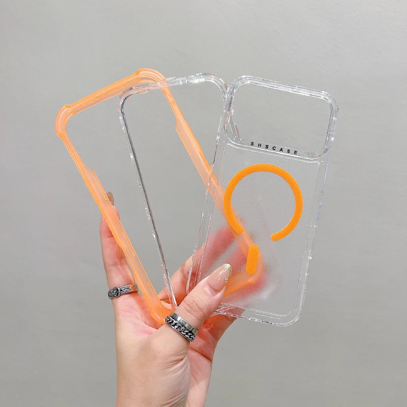 Para Magsafe carga inalámbrica magnética TPU suave + PC duro 3 en 1 armadura funda de teléfono para iPhone 17 Pro Max 15 14 13 16 Pro Max cubierta - imagen 3