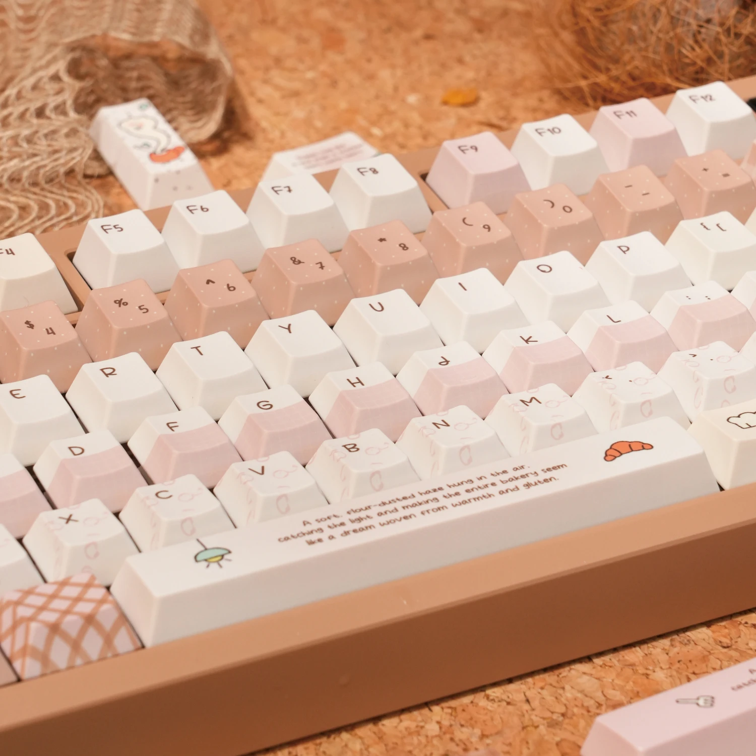 Pan gato Keycap cereza perfil 138 teclas dibujos animados lindo PBT teclas personalizadas para teclado mecánico 2,25/2.75U barra espacial ISO Enter - imagen 4