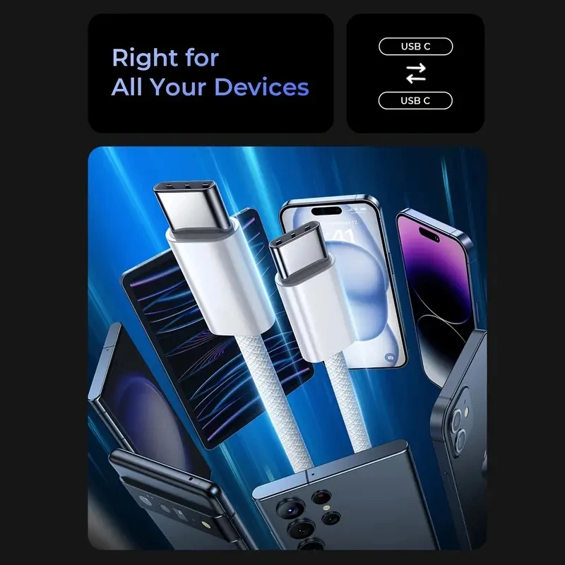 Cable cargador rápido USB C Original PD 60W para Apple iPhone 15 Pro Max 15 Pro 15 Puls USB-C accesorios de línea de datos de carga tejida - imagen 4