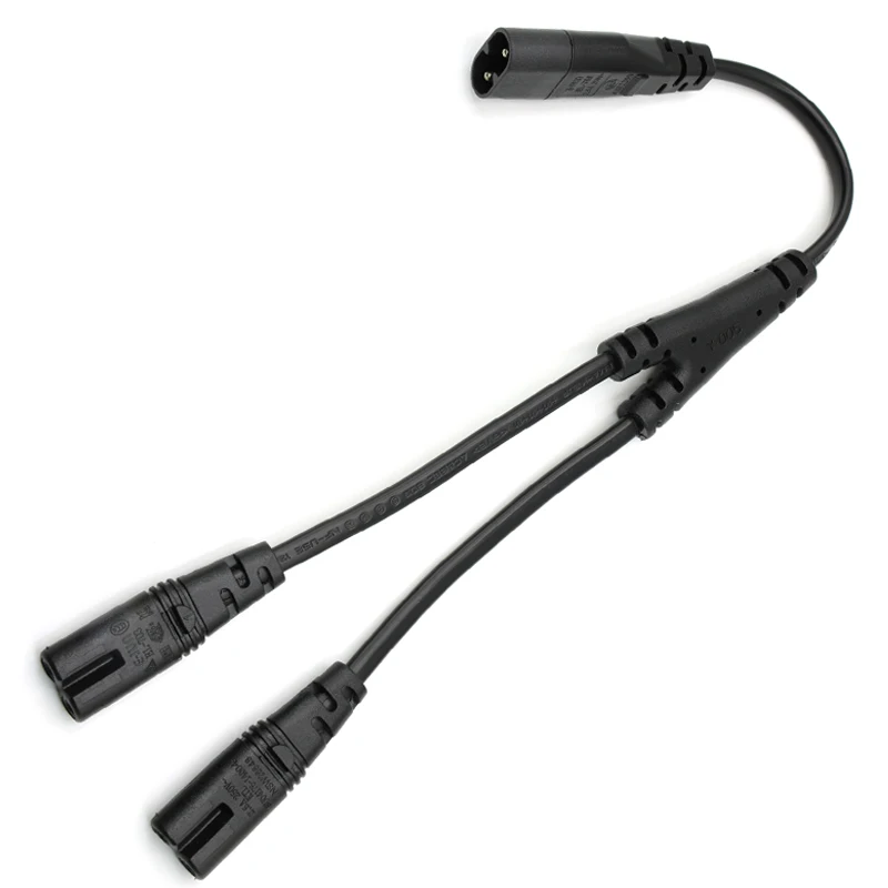 Cable de alimentación dividido IEC 320 C8 macho a 2 x C7 hembra Y de alta calidad, cable IEC de 2 pines figura 8 macho a 2 hembra de aproximadamente 30CM - imagen 3