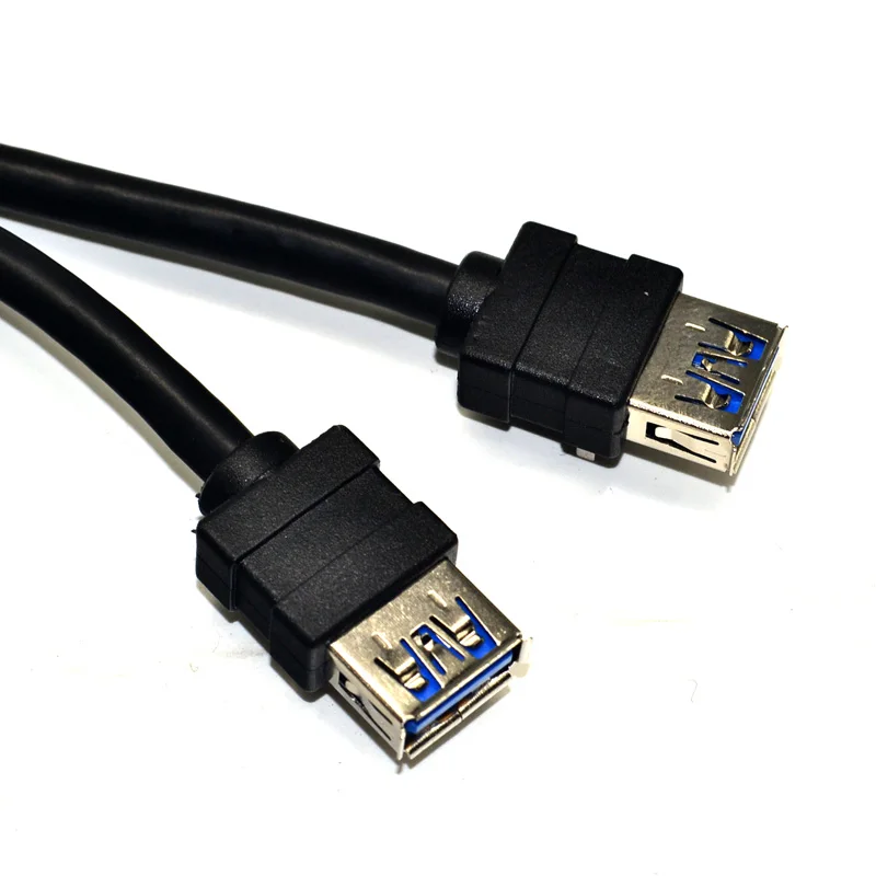 Cable USB 3.0 de alta velocidad 20 pines 2 puertos USB3.0 Hub USB 3.0 Adaptador de cable de panel frontal con pie fijo para PC Computadora de escritorio Negro - imagen 4