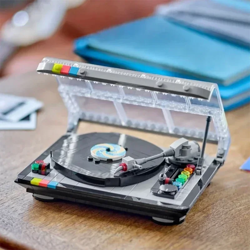 MOC clásico Festival Retro tocadiscos modelo de bloques de construcción reproductor de música ensamblar ladrillos juguete para regalo de cumpleaños para chico adulto