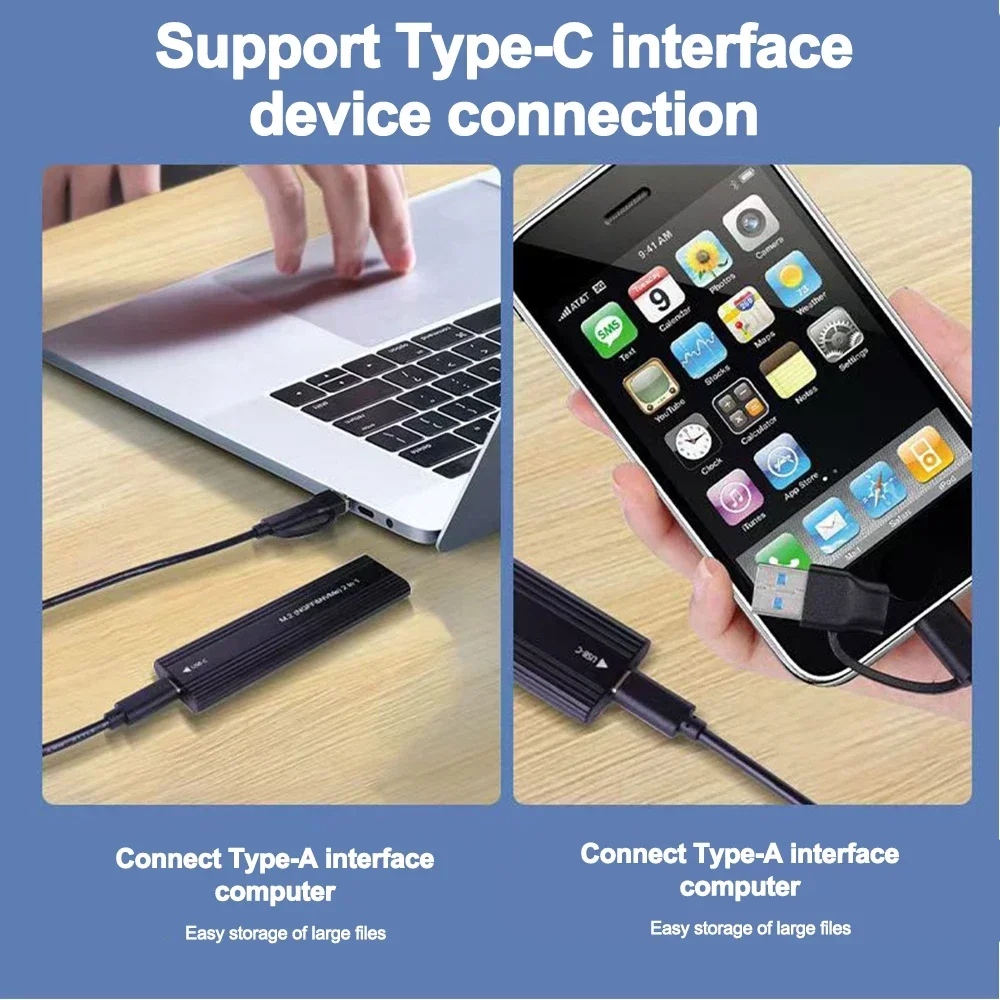 Carcasa M.2 NVME NGFF SATA, carcasa M2 SSD, protocolos duales, adaptador USB 3,1 tipo C SSD, caja de disco duro externo de 10Gbps a NVMe SATA - imagen 5