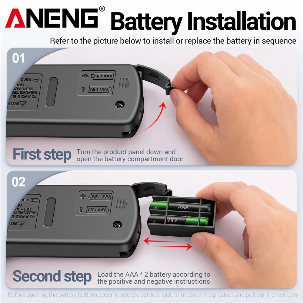 ANENG-Medidor de abrazadera PN106, amperímetro de CA/CC, voltímetro, probador eléctrico, multímetro de valores eficaces verdaderos, herramienta de abrazadera para electricista, 4000 recuentos - imagen 5