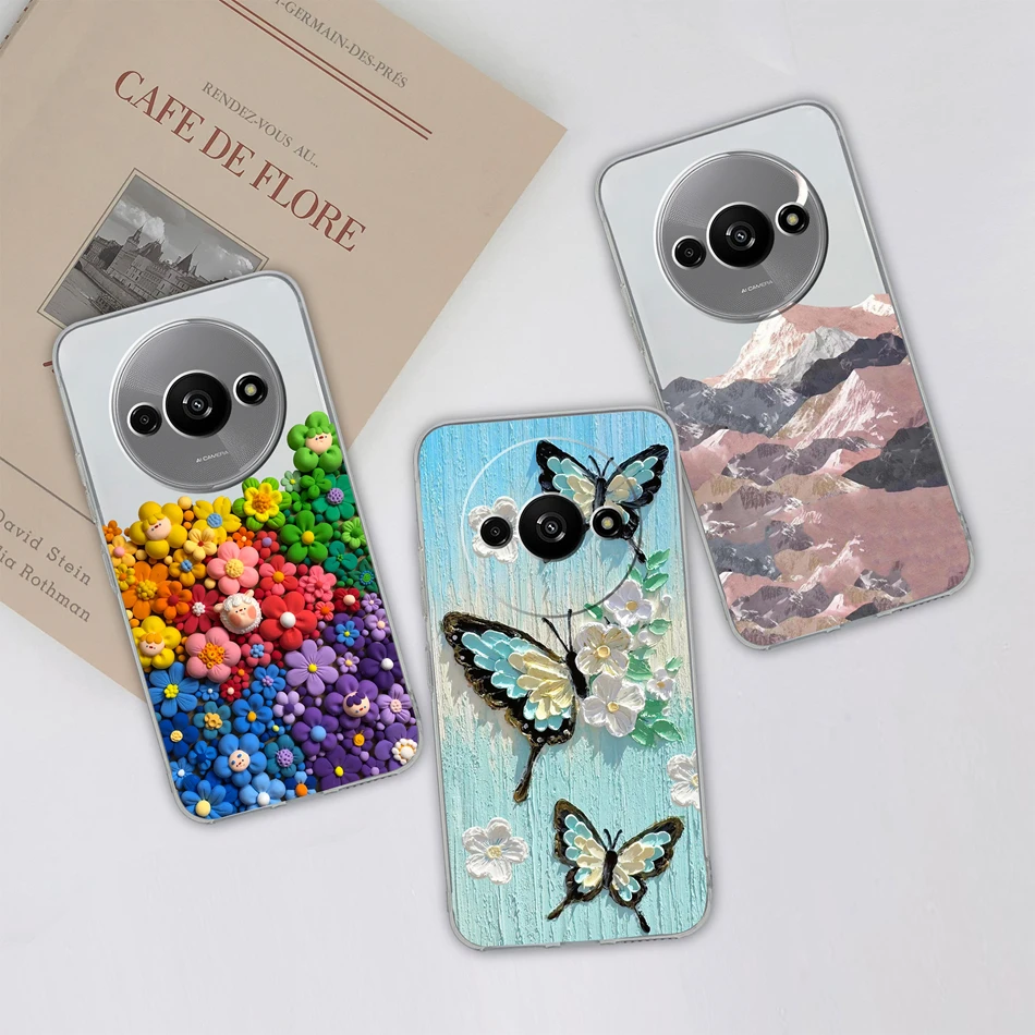 Funda para Xiaomi Poco C61 4G, parachoques de dibujos animados divertidos, funda protectora trasera de silicona suave transparente de TPU para Poco C 61, fundas para teléfono