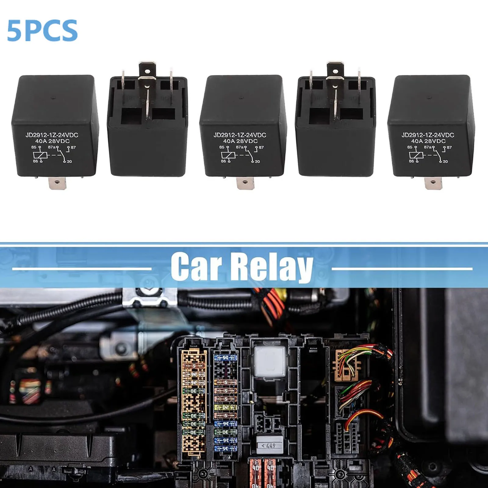 5 uds relé de Motor 5 pines 24V bobina 40amp Spdt JD2912-1Z-24VDC 40A 28VDC, interruptor de relé de Contactor de potencia, controlador de iluminación de relé - imagen 3