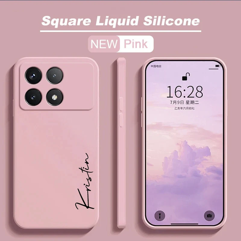 Para Xiaomi poco X6 X5 X4 X3nfc M6 M4 Pro 4G 5G personalizado nombre iniciales suave silicona líquida a prueba de golpes funda - imagen 4