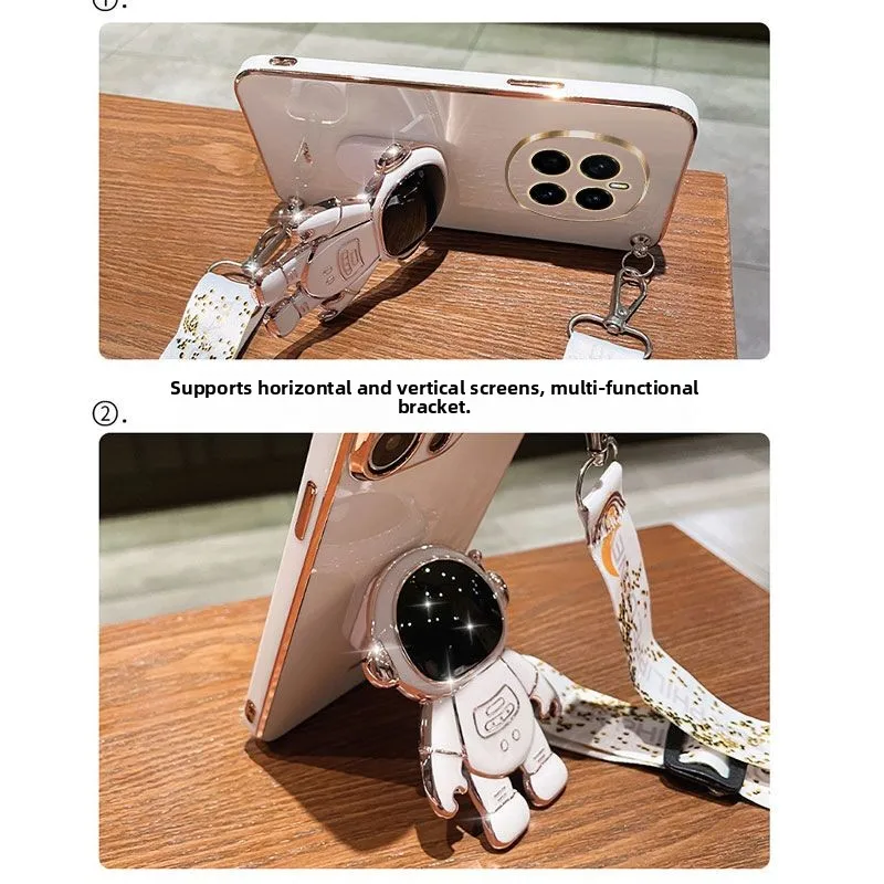 Funda para Honor Magic 8 Pro, Funda trasera de astronauta de silicona suave galvanizada a la moda para Honor magic 8, Funda a prueba de golpes con cordón - imagen 2