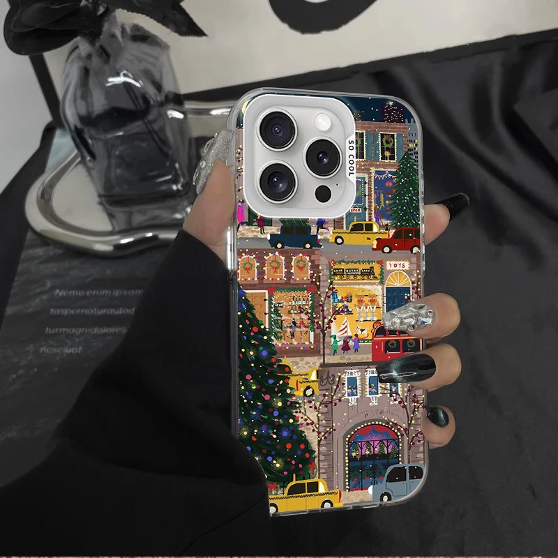 Funda esmerilada de Nochebuena Graffiti para iPhone 17 Air 16 E 15 14 Plus 13 12 Mini 11 Pro Max, funda dura de silicona acrílica lavable - imagen 4