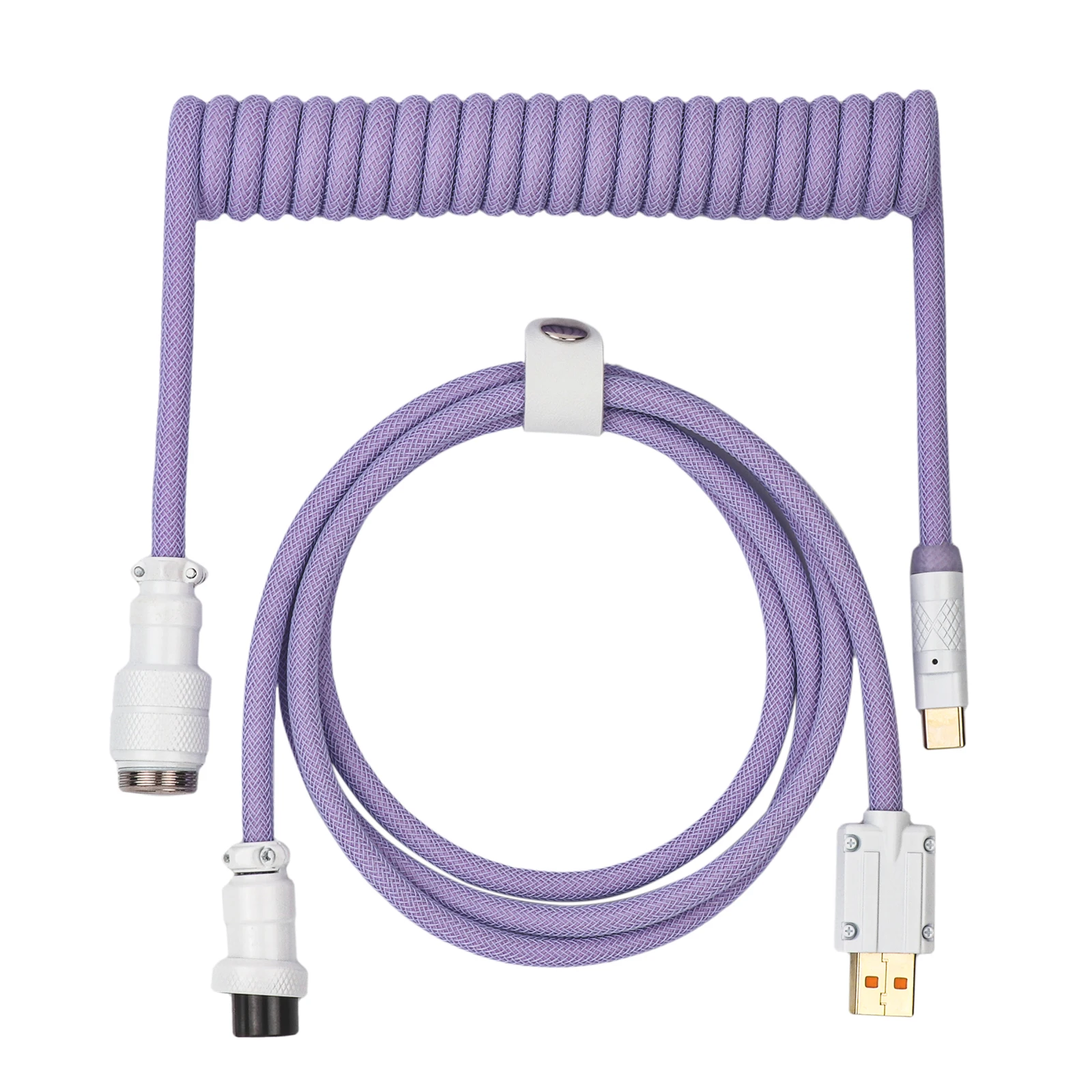 EPOMAKER Mix Pro Cable USB C en espiral Cable de doble manga de 1,5 m para teclado mecánico con conector aviador desmontable de 4 pines - imagen 3