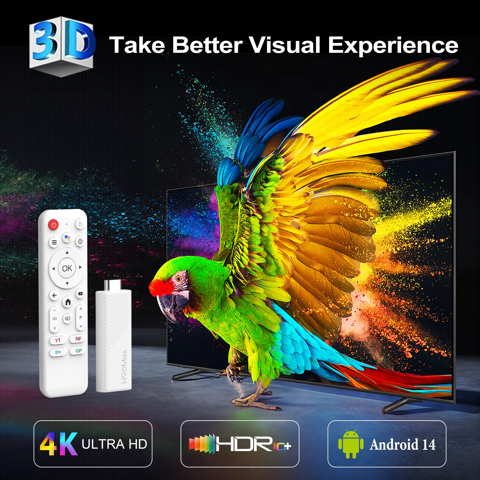 H96 MAX H313 TV Stick Android 14 4K Wi‑Fi 6 BT 5.0 Asistente Google - imagen 4