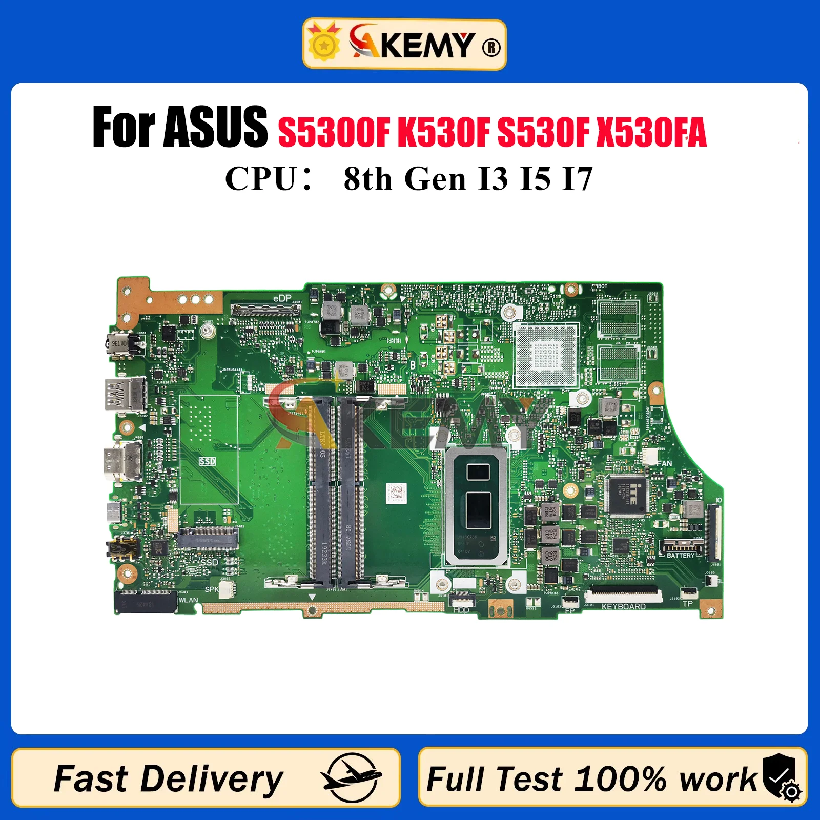 Placa base para ordenador portátil X530FA para ASUS VivoBook X530F S5300F K530F S530F X530FA X530FN X530UA X530UN placa base con CPU I3 I5 I7 stk