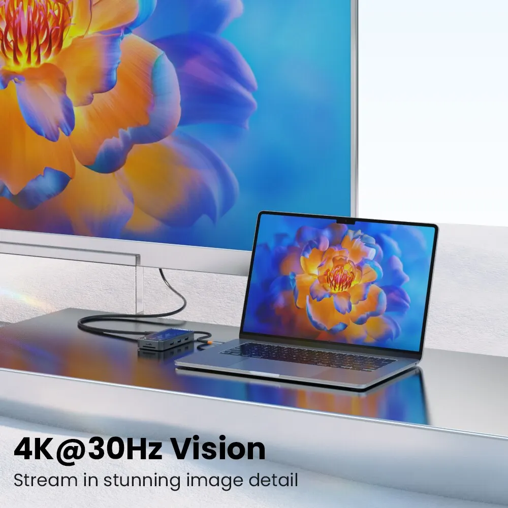 Estación de acoplamiento tipo C 10 en 1 HUB a 4K60Hz Compatible con HDMI 3 USB 3,0 adaptador RJ45 VGA PD 100W carga para Macbook Pro Laptop - imagen 5