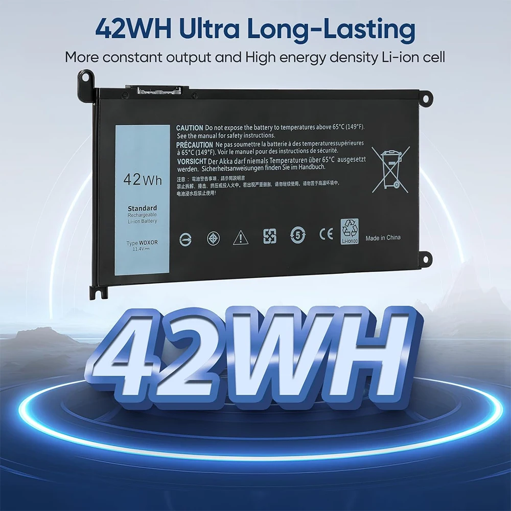 42WH WDX0R Batería de repuesto para computadora portátil Dell Inspiron 13 15 5000 7000 Series 5567 5570 7378 7573 7579 5565 5379 5378 Latitude 3390 3190 Vostro 5468 5568 P69G P58F 3CRH3 WDXOR - imagen 4