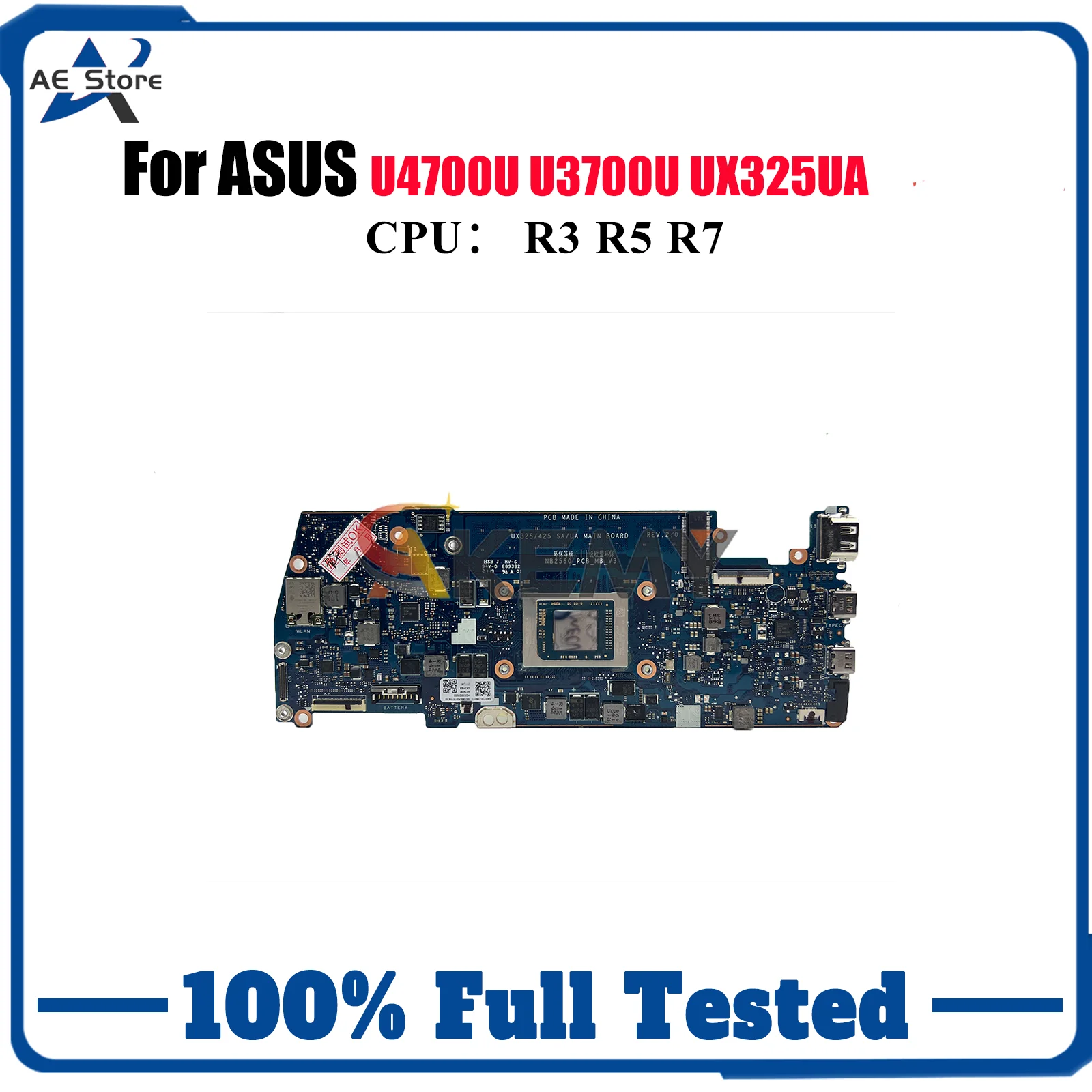 Placa base para ordenador portátil UX325UA para ASUS ZenBook UX325U U4700U UX325UA U3700U placa base para portátil con CPU R3 R5 R7 100% pruebas OK stk