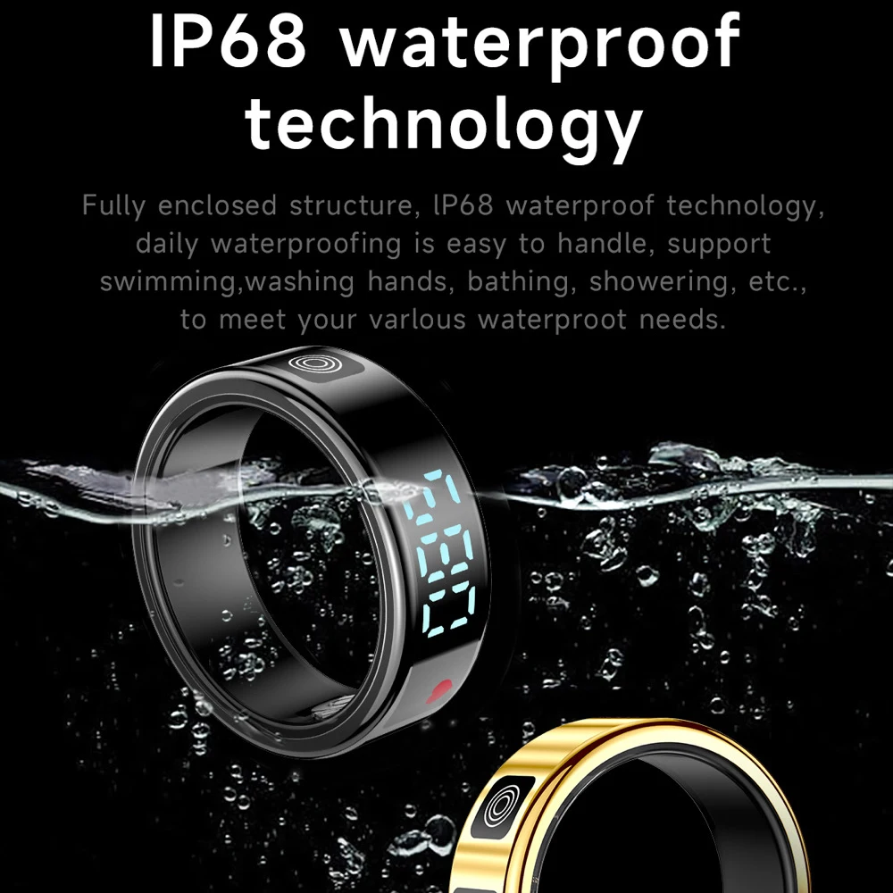 Anillo inteligente para hombres y mujeres, pantalla LED, control del ritmo cardíaco y del oxígeno en sangre, 5ATM, resistente al agua, anillo deslizante de gestos, múltiples modos deportivos - imagen 4