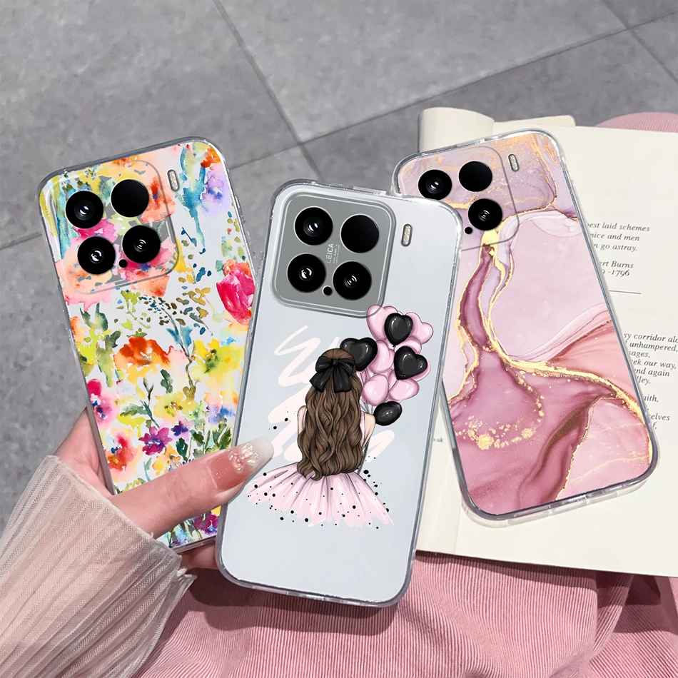 Funda de flores de ocio para Xiaomi 15 Pro, bolsas transparentes para teléfono, funda trasera suave colorida para Xiaomi15 15Pro, carcasa anticaída de silicona - imagen 3