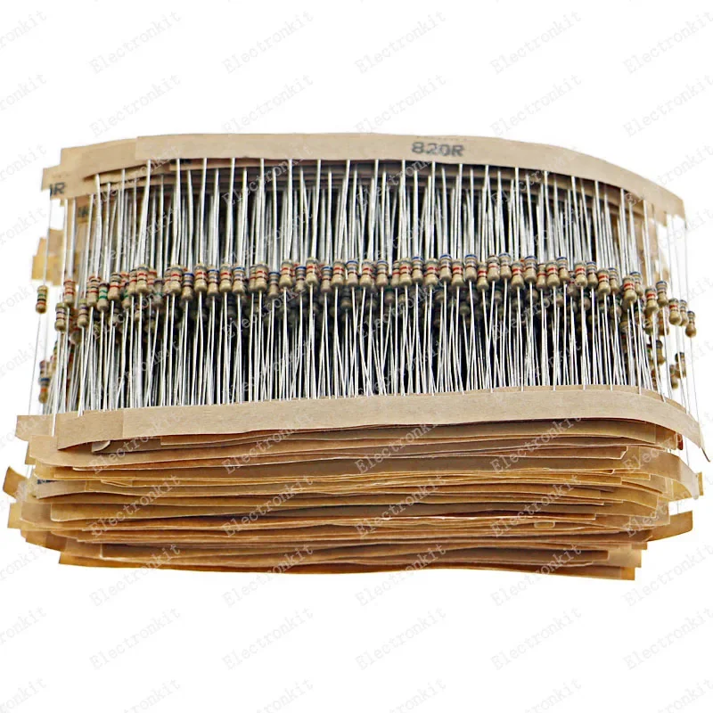 1000 unids/lote 1/4W 0,25 W resistencia de película de carbono kit surtido 2,2 ohm -2,2 M ± 5% paquete de resistencias - imagen 2