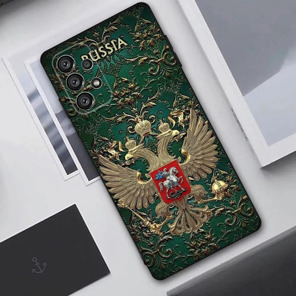 Funda de teléfono con emblema nacional de la bandera de Rusia para Samsung Galaxy A20,A21s,A22,A31,A32,A52,A53,A72,73,A80,A91 funda negra suave - imagen 3
