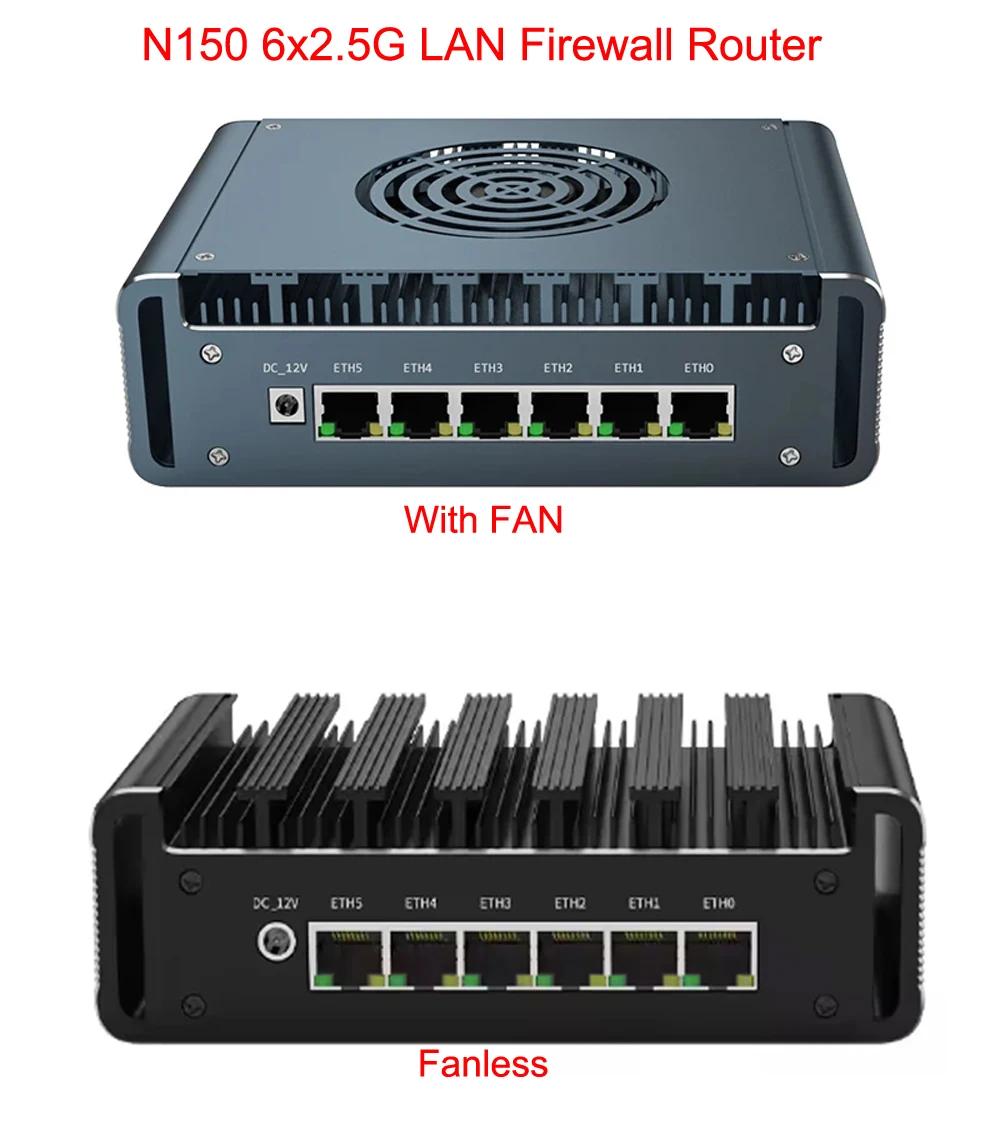 Enrutador de aparatos Firewall Intel N100 6x2,5G i226-V Mini PC DDR5 2xNVMe ordenador Industrial pfSense servidor doméstico OPNsense Proxmox