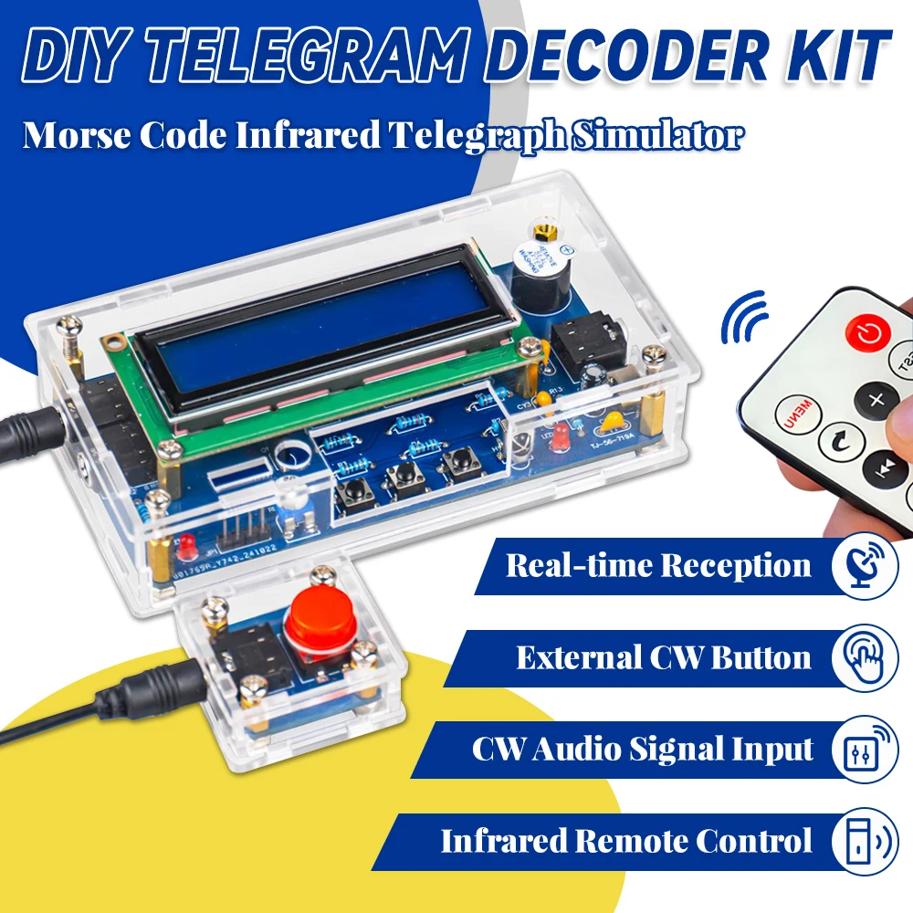 Decodificador de telégrafo DIY para simulador de telégrafo de código Morse, Kit de fabricación electrónica, proyecto de soldadura DIY con pantalla Digital