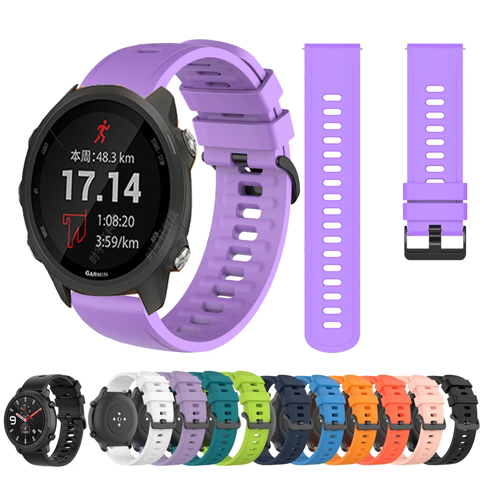 Correa de silicona de 20mm para reloj Garmin Forerunner 165, 168, 245, 645, pulsera de música para Garmin Vivoactive 3, 5, Venu/SQ/2 Plus