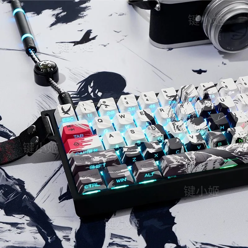 Juego de teclas con tema de guerrero atardecer, sublimación de cinco lados PBT, teclas personalizadas con perfil de cereza para accesorios de teclados mecánicos - imagen 3