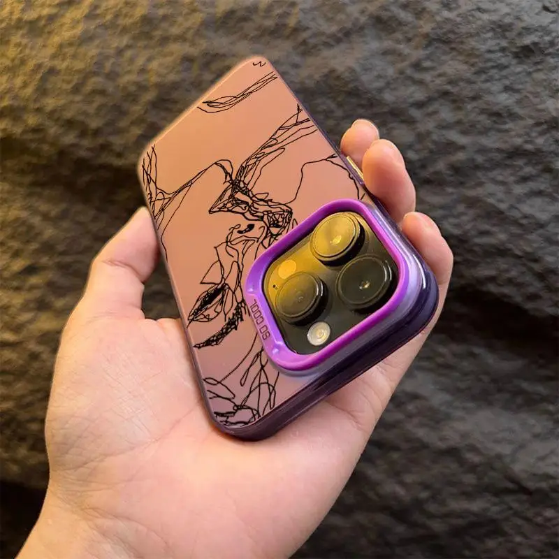 Funda con cara de línea abstracta para iPhone 16 15 14 Pro Max 12 13 Mini 11Pro XS XR 8 Plus cubierta a prueba de golpes - imagen 5