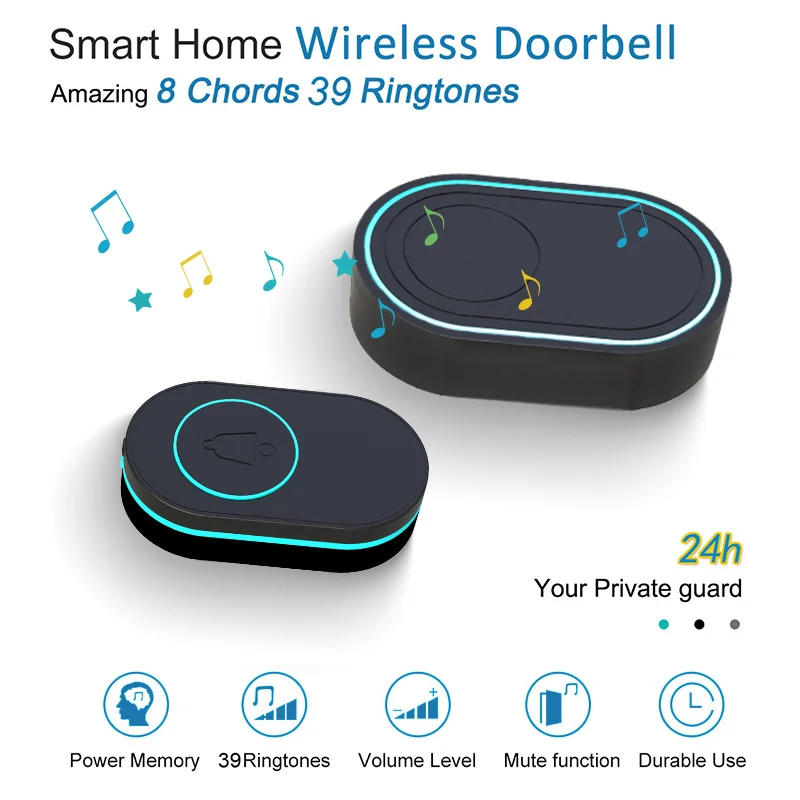 Timbre inalámbrico inteligente para el hogar, alarma de seguridad con botón LED Flash, impermeable, IP67 - imagen 2