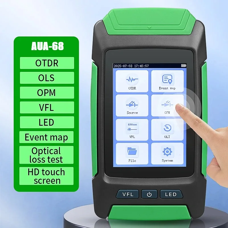 AUA-68 OTDR 80KM 1310/1550nm 24/22dB probador de Cable de fibra óptica prueba de pérdida óptica reflectómetro de dominio de tiempo óptico con VFL OPM - imagen 2