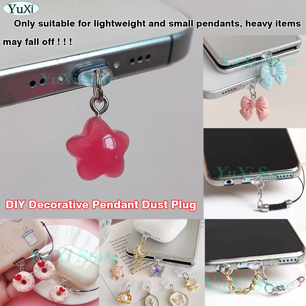 Tapones antipolvo para puerto de carga, para puerto Micro iOS tipo C, decoración artesanal, tapones antipolvo, tapones protectores transparentes, 10 Uds. - imagen 5