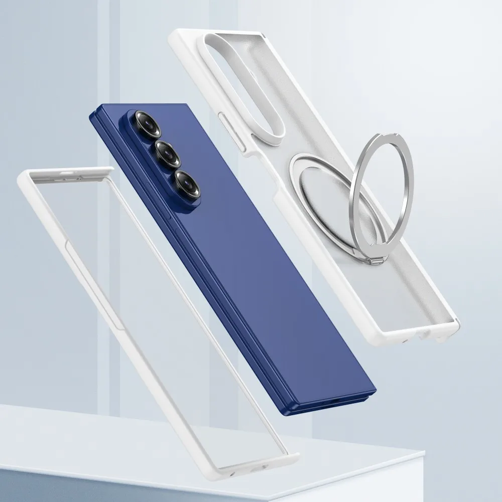 Para Samsung Galaxy Z Fold 7 funda dura transparente 360 anillo soporte magnético funda protectora trasera para Samsung Z Folld7 Shell - imagen 5