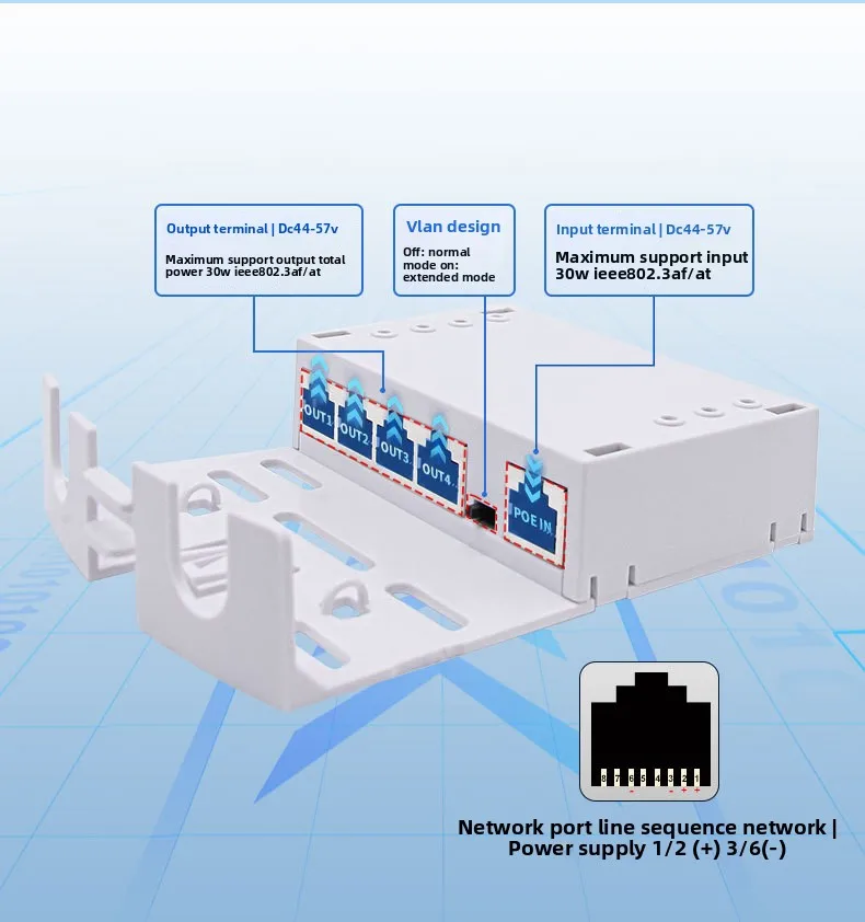 Repetidor POE impermeable de 4 puertos 100/1000Mbps 1 a 4 interruptor de red extensor PoE para cámara IP - imagen 2