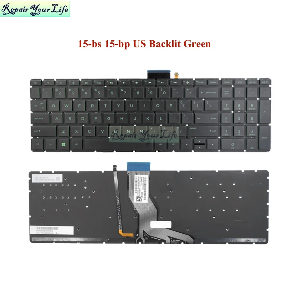 Teclado de ordenador portátil con retroiluminación, accesorio para HP ENVY X360 15M 15-BP 15-BP015 15-BS 15-BW 250 G6 Golden Silver Green SN7161BL2, inglés de EE. UU. - imagen 2