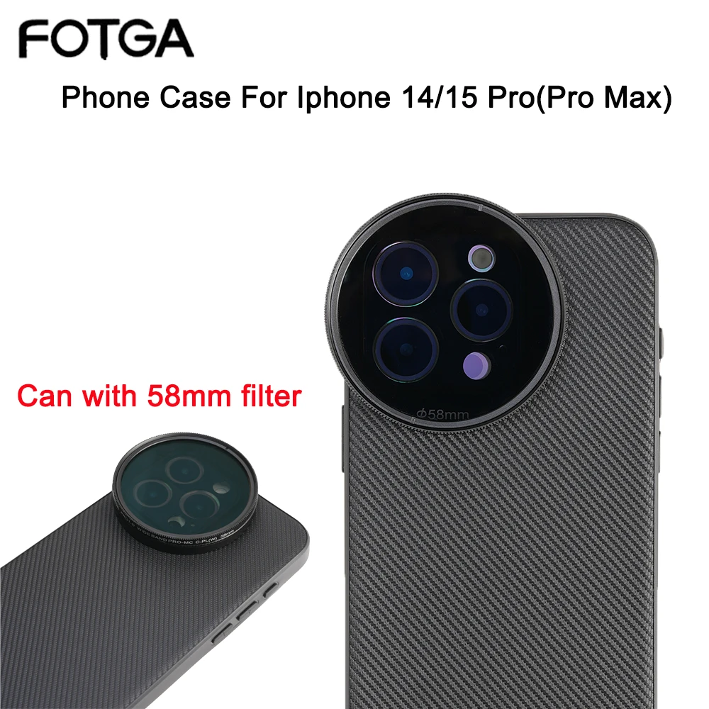 Funda de teléfono FOTGA, funda de plataforma de vídeo para teléfono inteligente para iPhone 16 Pro/Pro Max con adaptadores de 58mm para Kit de filtros para iPhone 15 Pro/Pro Max - imagen 3