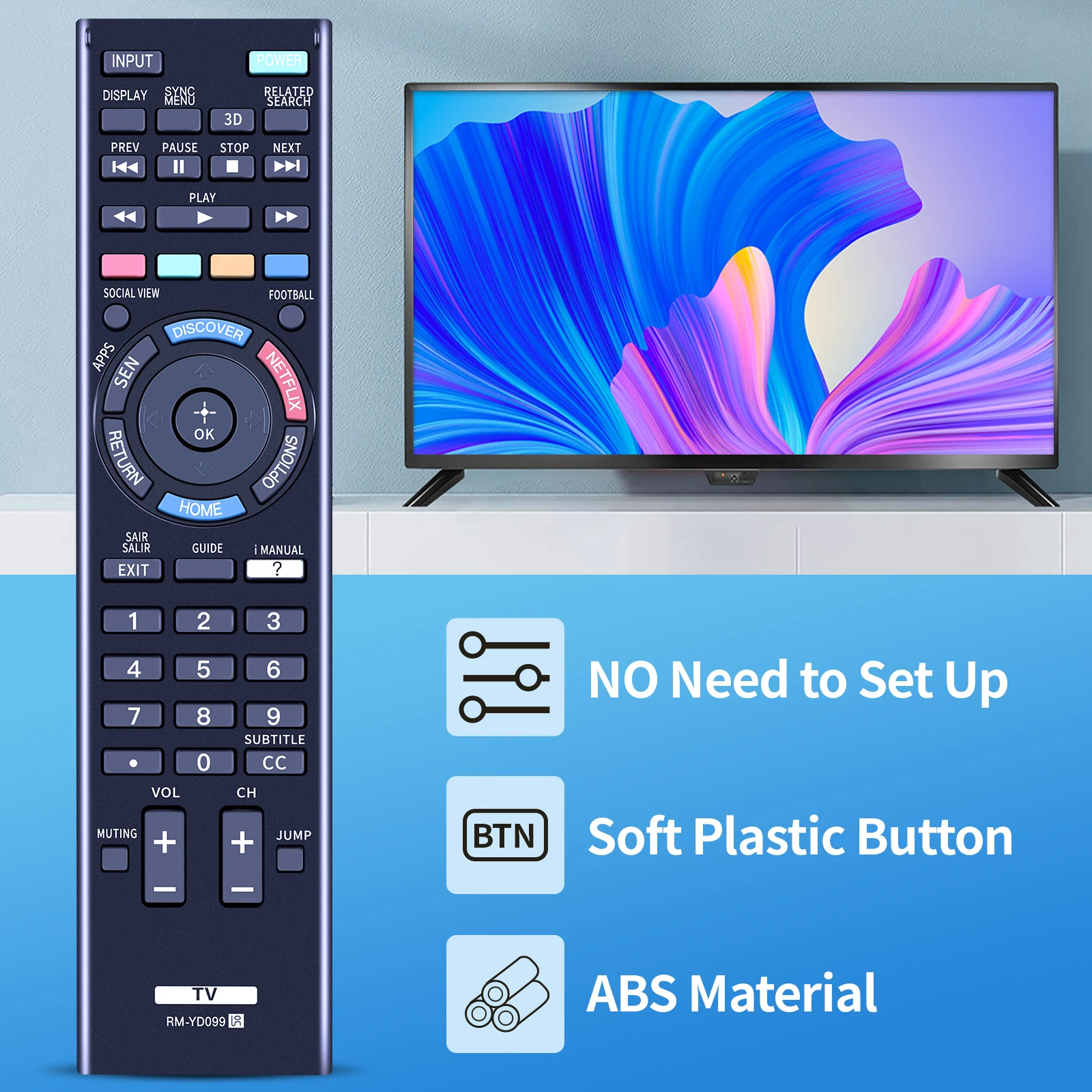 Mando a distancia para Sony TV, RM-YD099, KDL-55W805B, KDL-60W855B, nuevo, KDL-42W805B - imagen 3