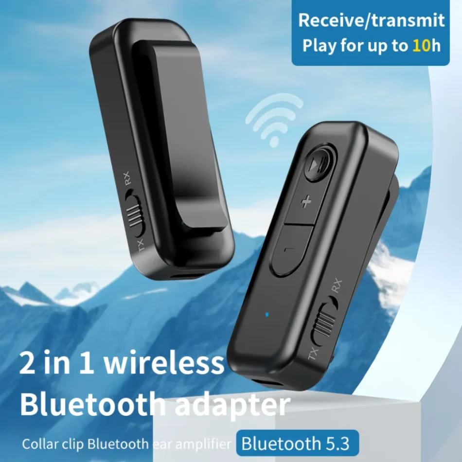 Receptor y transmisor estéreo con Bluetooth 5,3 para coche, adaptador inalámbrico de 3,5mm con conector Aux, Kit de micrófono y auriculares, 2 en 1