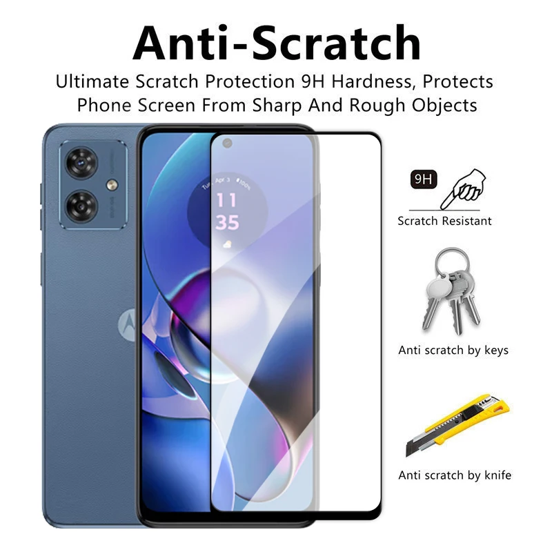 Para Motorola Moto G54 5G vidrio Moto G54 vidrio templado 2.5D cubierta completa pegamento HD Protector de pantalla para Moto G54 película de lente 6,5 pulgadas - imagen 3