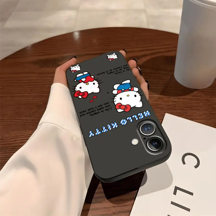 Funda para iPhone 17Air XS Max 7 8 XR 13 12 11 17 Pro Max 15 16 14 Plus cubierta de teléfono suave negra moda dibujos animados de Hello Kitty - imagen 4