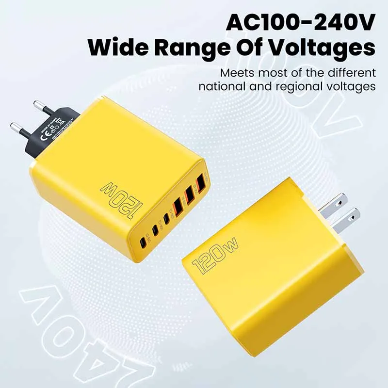 Cargador USB PD de 120W, adaptador de carga rápida para Samsung Xiaomi, multipuerto USB tipo C, adaptador de cargador súper rápido para iPhone 15 Pro - imagen 4