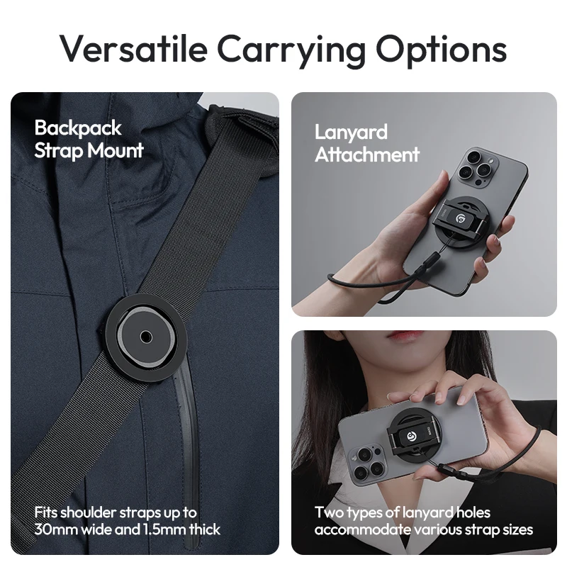 Soporte para teléfono Ulanzi MA50, soporte magnético para teléfono inteligente Uka, multiángulo con correa Universal para mochila de 1/4 ", soporte para transmisión en vivo Vlog - imagen 4