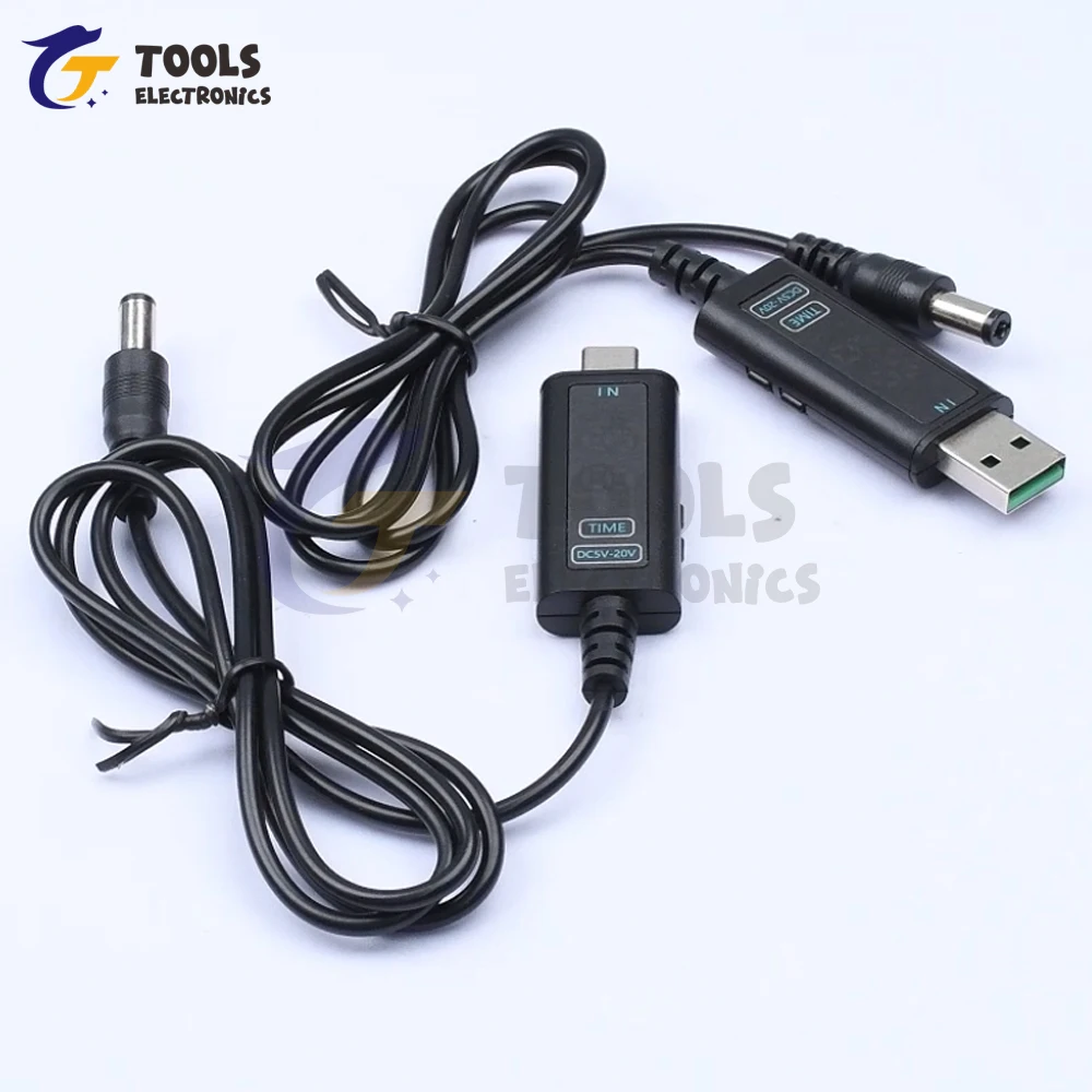 Cable convertidor de refuerzo USB ajustable, entrada de DC5-10V de 5V, 12V, 20V a salida de 5V, 12V, 20V, para fuente de alimentación, cargador, enrutador, convertidor elevador