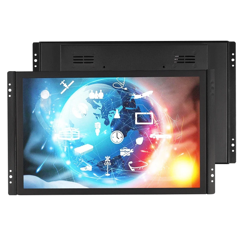 Pantalla LCD de caja de Metal de 14,1 pulgadas, 1280x800, Monitor de montaje en pared de marco abierto para Industrial con interfaz HDMI VGA BNC AV USB