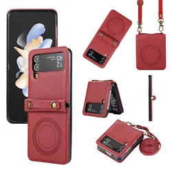 Samsung Galaxy Z Flip funda cuero magnética con carga inalámbrica