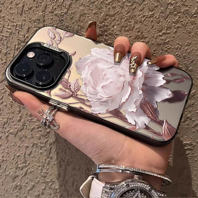 Funda rosa dorada con flor de loto para Samsung Galaxy S23 S24 S25 S22 Ultra S21 Plus FE A56 A36 A26 5G A16 A06 4G Note 20 - imagen 5