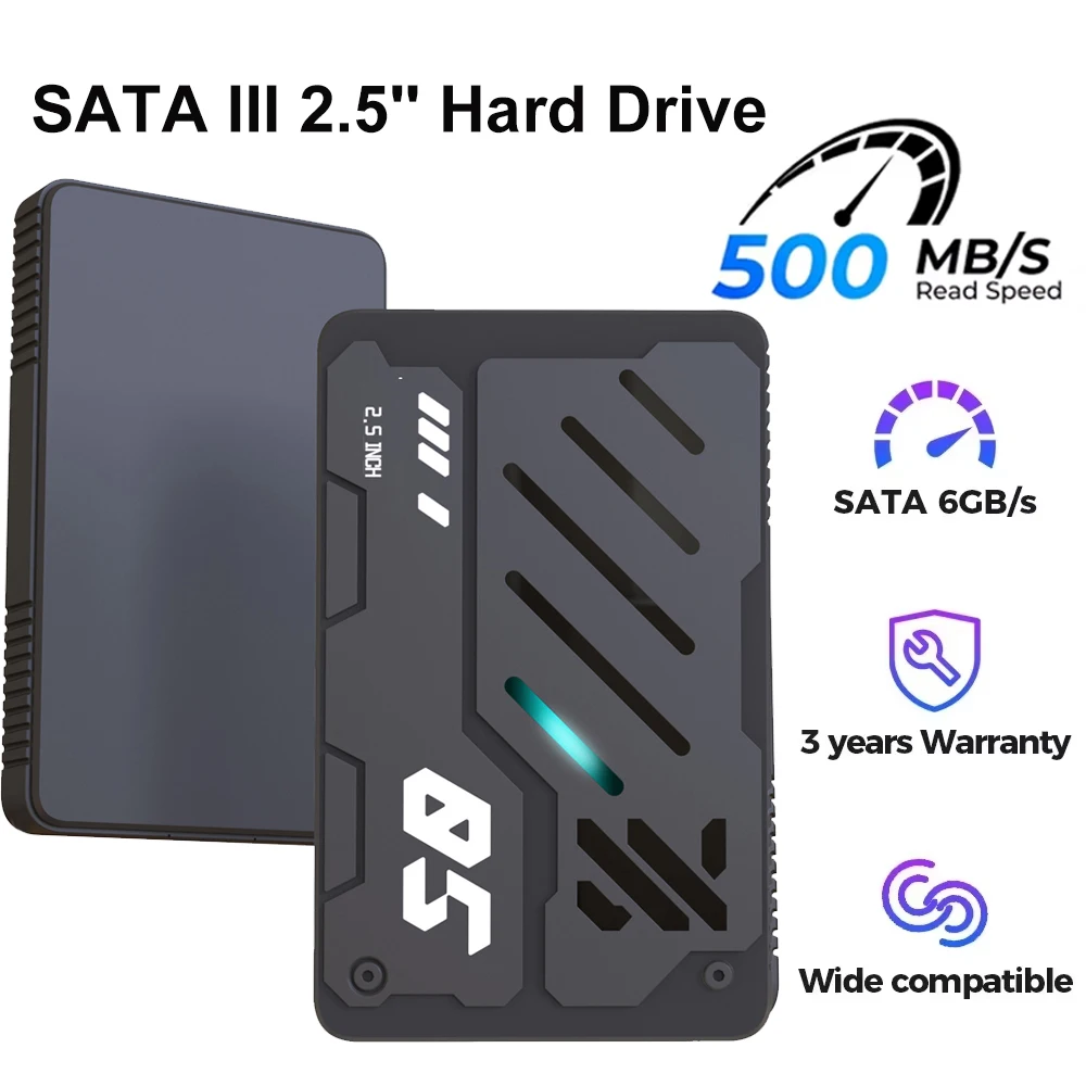 SATA III SSD 2,5 ''disco de estado sólido interno 3D NAND 500GB 1TB 2TB hasta 550MB/s para PC portátil escritorios disco duro RGB de 2,5''