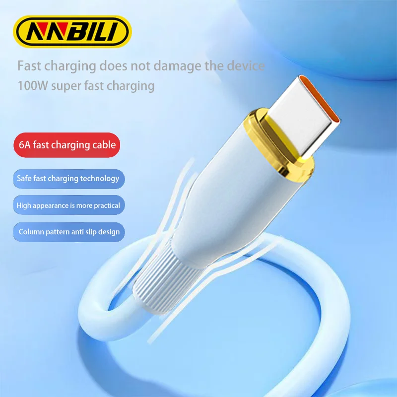 NNBILI 1M 1,5 M 100W Cable de datos tipo C de carga súper rápida 6A es adecuado para Iphone 15 Pro Max línea de carga de teléfono móvil Huawei