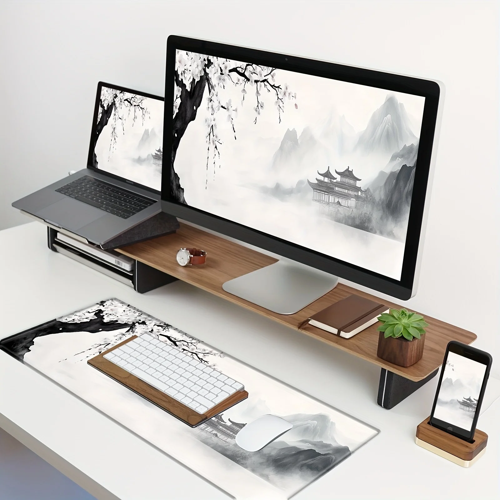 Alfombrilla de ratón grande para juegos, alfombrilla de ratón grande con paisaje de tinta para ordenador, Base de goma, alfombrilla de ratón para el hogar y la Oficina, alfombrilla de escritorio, accesorios para juegos - imagen 4