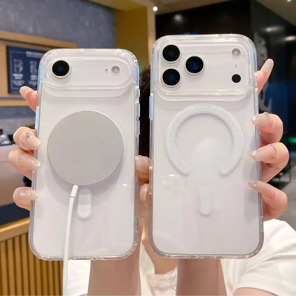 Funda de carga inalámbrica Magsafe cristalina para iPhone 17 Pro Max, funda para iphone 17 Air 16 15 14 Plus 13 12 11 Pro Max - imagen 5